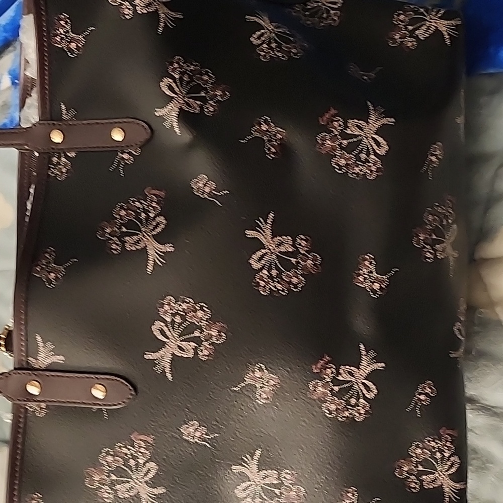 Coach Leather Tote with Flower Print